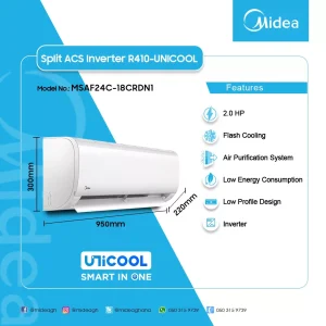 MIDEA SPLIT INVERTER R410 UNICOOL 2.0HP AC MSAF24C-18CRDN1